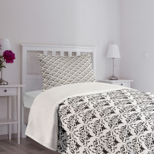 Monochrome Antique Motif Bedspread Set