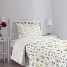 Watercolor Roses Leaf Bedspread Set