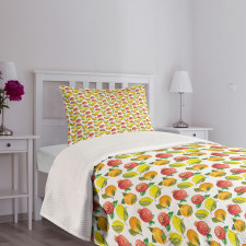 Watercolor Citrus Pomegranate Bedspread Set