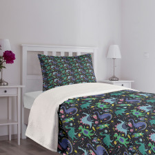 Space Themed Dinos Planets Bedspread Set