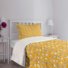 Fruits and Vegetables Pattern Bedspread Set