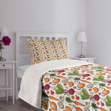 Sketchy Painted Foods Bedspread Set