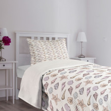 Seashell Sketches Pattern Bedspread Set