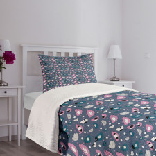 Avian Animals Polka Dots Bedspread Set