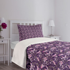 Butterflies Floral Branches Bedspread Set