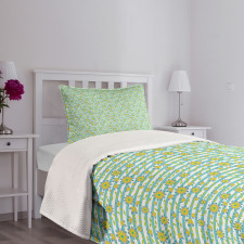 Summer Flowers Stripes Bedspread Set