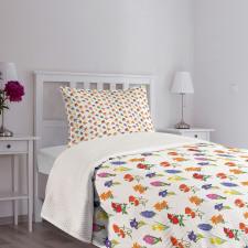 Spring Art Various Flowers Bedspread Set