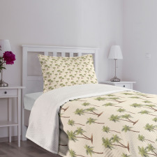 Simplistic Palms Pattern Bedspread Set