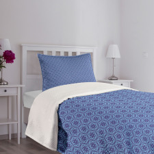 Geometric Items and Flowers Bedspread Set