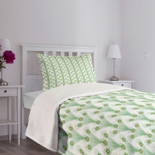 Long Peacock Bird Plumes Bedspread Set