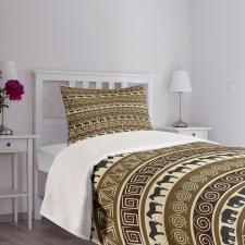 Africa Theme Stripes Animals Bedspread Set