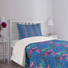 Blooming Lilies and Phloxes Bedspread Set