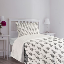 Monochrome Crowned Cranes Bedspread Set