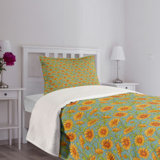 Calendula Flowers Cartoon Bedspread Set