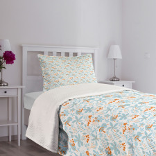 Fall Leaves Mushrooms Bedspread Set