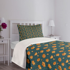 Petal and Buds on Polka Dots Bedspread Set