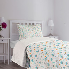 Sailboat Seagull Fishes Bedspread Set