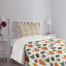 Abstract Flowers Leaves Bedspread Set