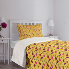 Musical Instrument and Notes Bedspread Set