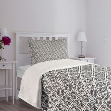 Monochrome Outline Flowers Bedspread Set