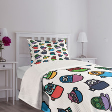 Funny Owl in Coffee Mug Bedspread Set