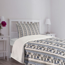 Tribal Traditional Shapes Bedspread Set