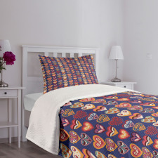 Colorful Hearts Art Bedspread Set