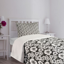 Monochrome Apple Blossoms Bedspread Set
