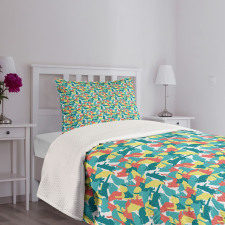 Energetic Kitten Bedspread Set