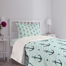 Zigzag Chevron Anchors Bedspread Set