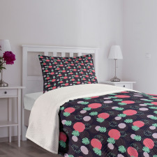 Monstera Leaves and Rounds Bedspread Set