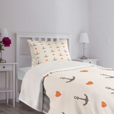 Anchors and Hearts Bedspread Set