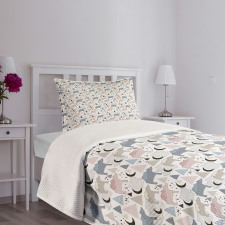 Pastel Polar Bear Pattern Bedspread Set