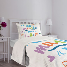 No Music, No Life Slogan Bedspread Set