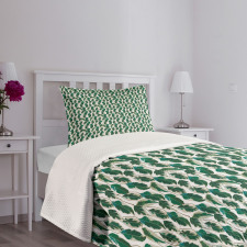 Tropic Forest Leaf Motif Bedspread Set