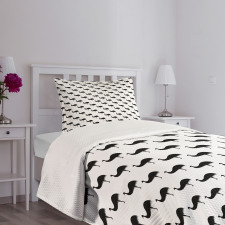 Monotone Animal Silhouettes Bedspread Set