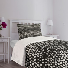 Halftone Hexagons Flowers Bedspread Set