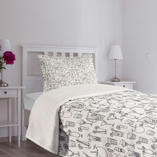 Monochrome Cocktails Bedspread Set