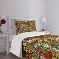 Doodle Style Art Bingo Bedspread Set