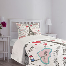 Paris Letter Heart Bedspread Set