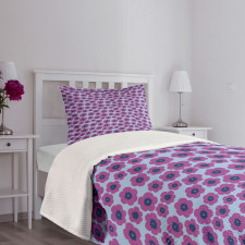 Hand Drawn Pink Poppies Bedspread Set