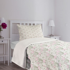 Outline Lotus Flowers Bedspread Set