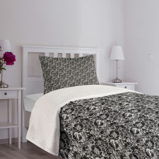 Monochrome Peonies Bedspread Set