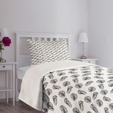 Philodendron Leafy Motif Bedspread Set