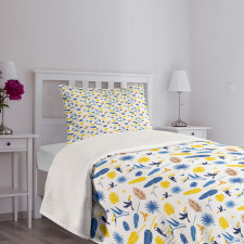 Exotic Toucans Leaves Bedspread Set