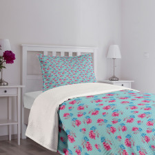 Bicolour Summer Roses Bedspread Set