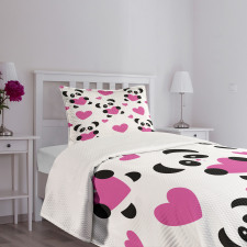 Love Pandas Hearts Bedspread Set
