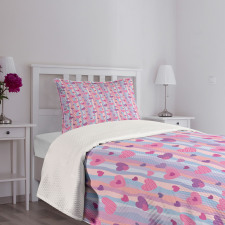 Hearts Stripes Wedding Bedspread Set