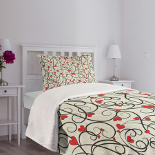 Wave Floral Heart Swirls Bedspread Set