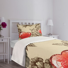 Flowers and Butterfly Bedspread Set